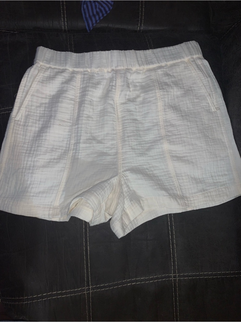 Madewell Cream Textured Cotton Shorts